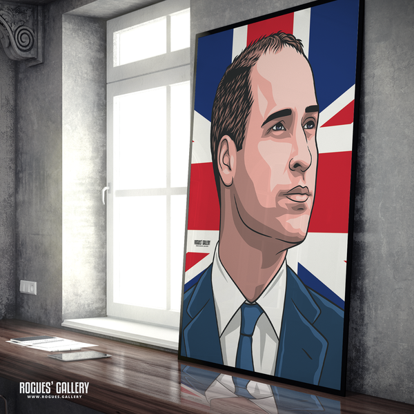 William HRH The Prince of Wales modern portrait A1 print union flag