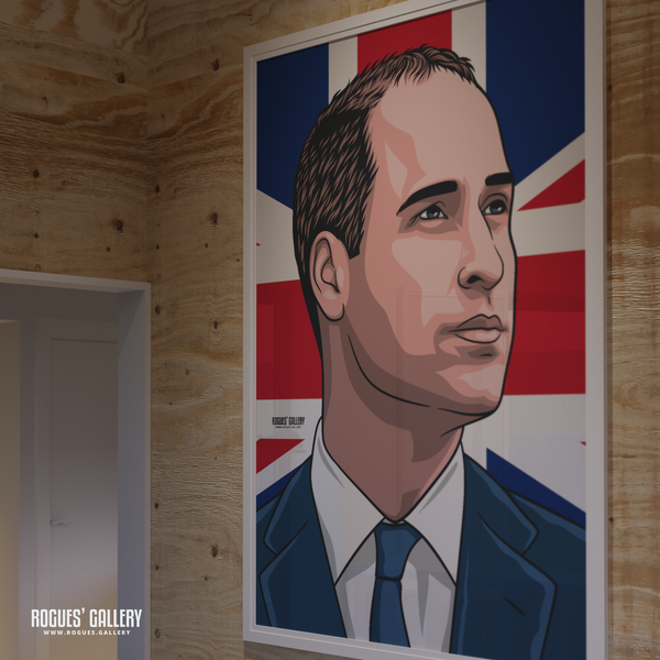 William HRH The Prince of Wales modern portrait A0 print union flag