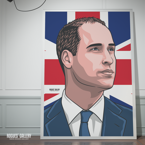 William HRH The Prince of Wales modern portrait poster union flag