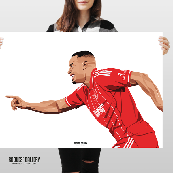 Murillo Europa League goal celebration poster Nottingham Forest defender
