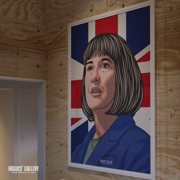 Rachel Reeves portrait Union Jack A0 print Labour chancellor 