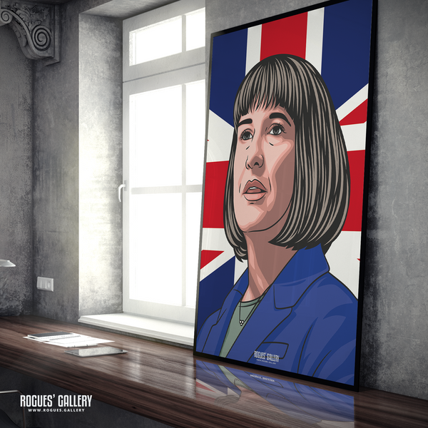 Rachel Reeves portrait Union Jack A1 print Labour chancellor 