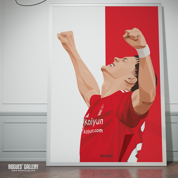 Ramon Sosa Nottingham Forest forward Red A0 print Argentine