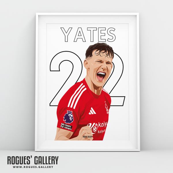 Ryan Yates Nottingham Forest 22 captain A3 print