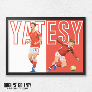 Ryan Yates Nottingham Forest A3 print modern art midfield captain standing