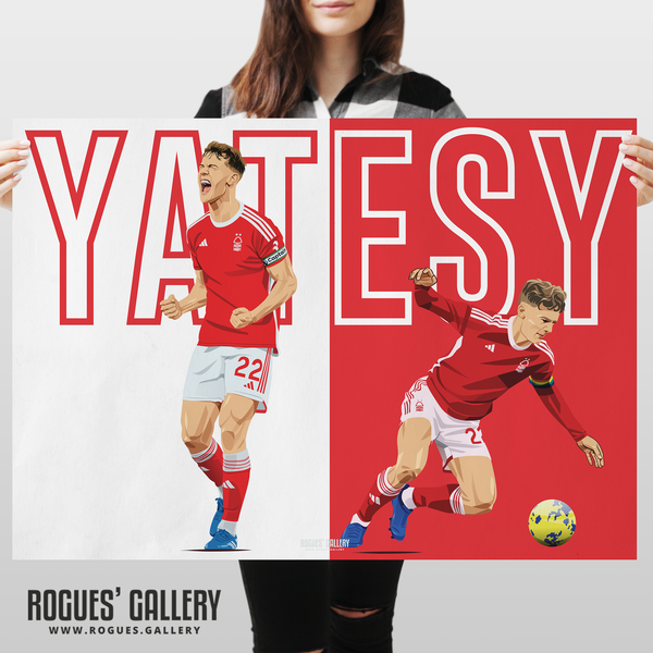 Ryan Yates Nottingham Forest A1 print modern art midfield captain standing