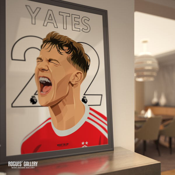 Ryan Yates 22 Nottingham Forest A0 print midfield