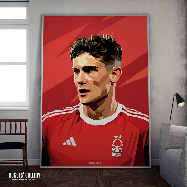 Ryan Yates Nottingham Forest signed poster modern art midfield