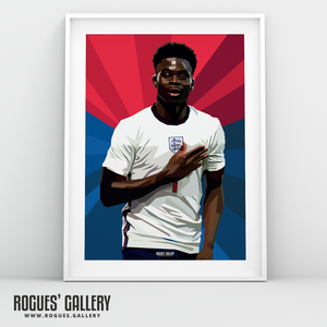 Bukayo Saka England Arsenal Euro 2024 A3 print goal art