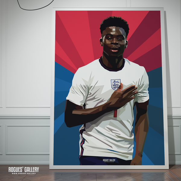 Bukayo Saka England Arsenal Euro 2024 A1 print goal art