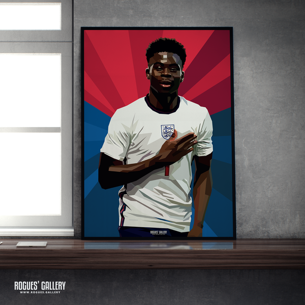 Bukayo Saka England Arsenal Euro 2024 A2 print goal art