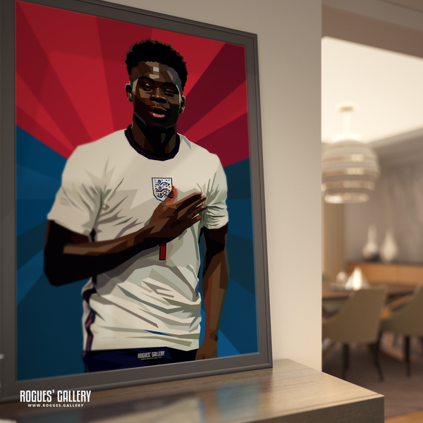 Bukayo Saka England Arsenal Euro 2024 A0 print goal art