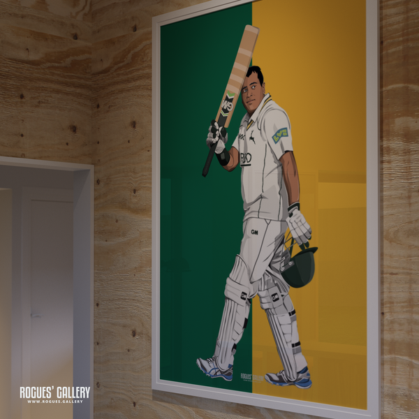 Samit Patel signed poster Notts Outlaw cricket memorabilia all rounder batting 