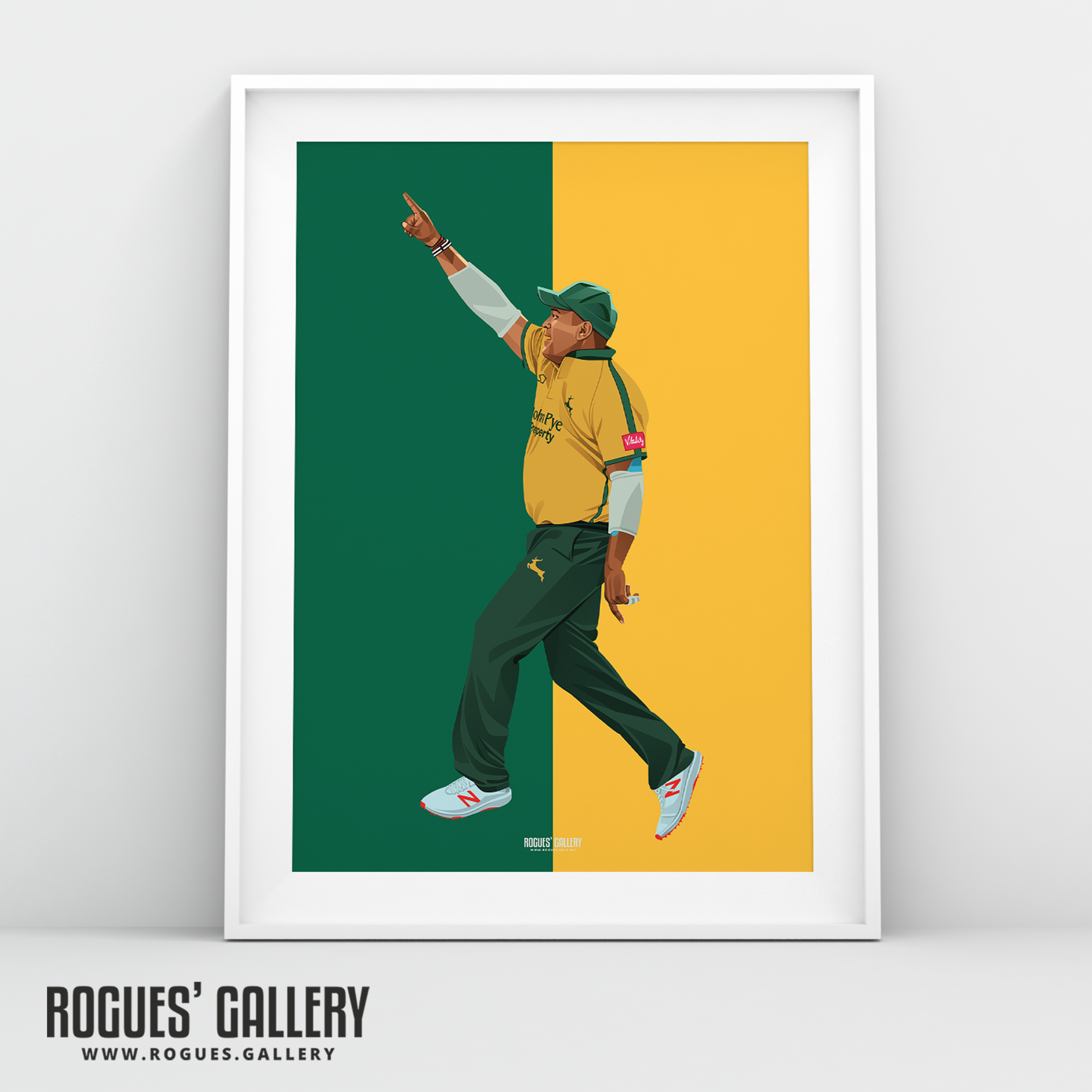 Samit Patel Notts Outlaw cricket all rounder spin bowling A3 print
