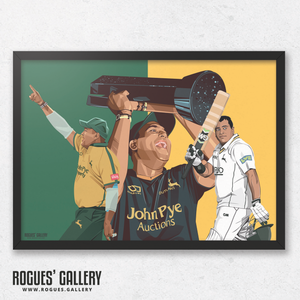Samit Patel Notts Outlaw cricket all rounder A3 print montage