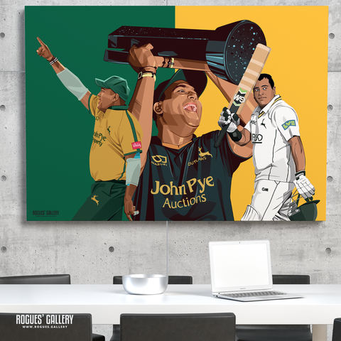 Samit Patel Notts Outlaw cricket all rounder A0 print montage