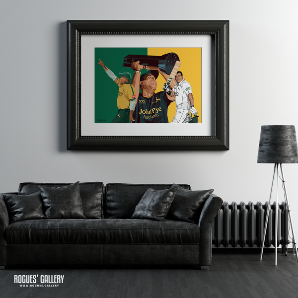 Samit Patel signed poster Notts Outlaw cricket all rounder montage