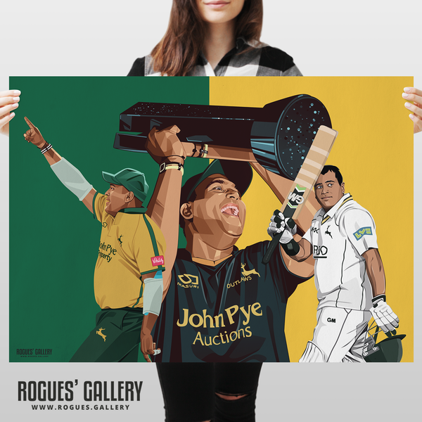 Samit Patel Notts Outlaw cricket all rounder A1 print montage