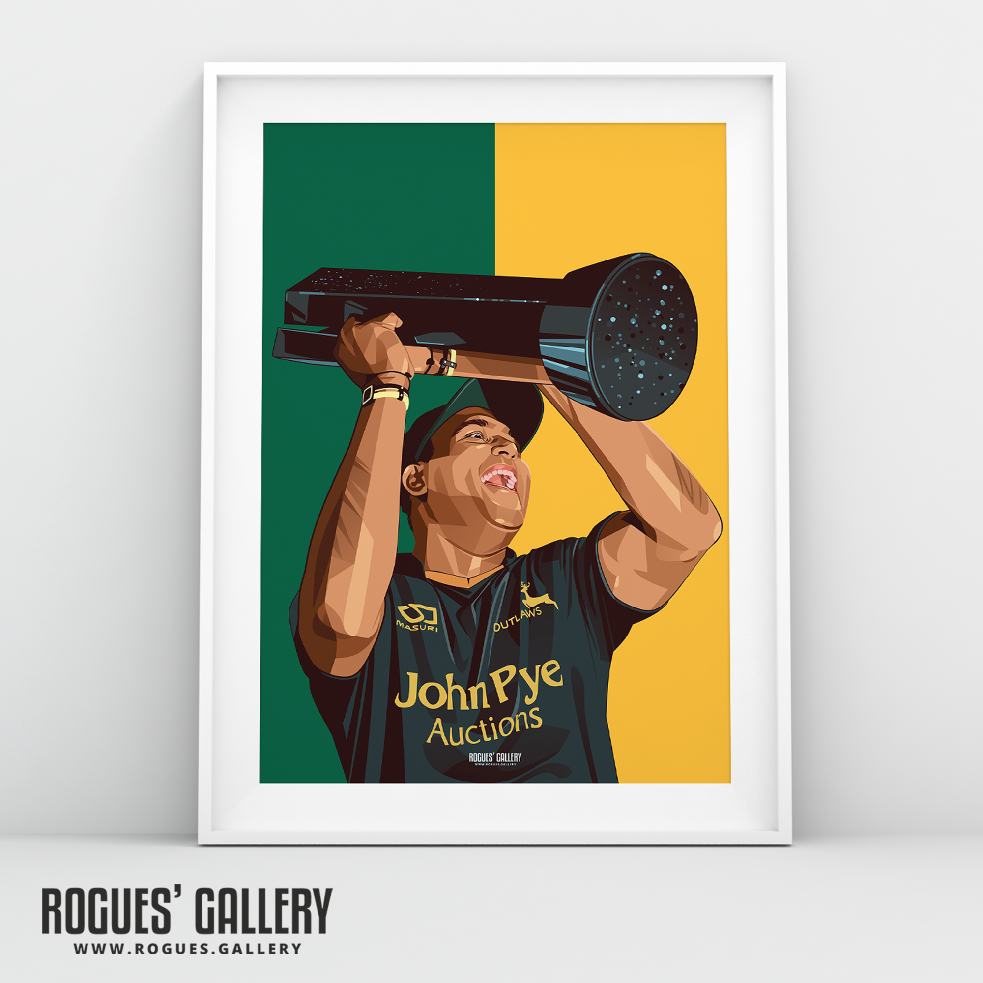 Samit Patel Notts Outlaw cricket all rounder trophy A3 print