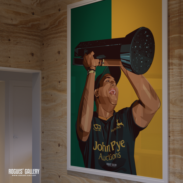 Samit Patel Notts Outlaw cricket all rounder trophy A0 print