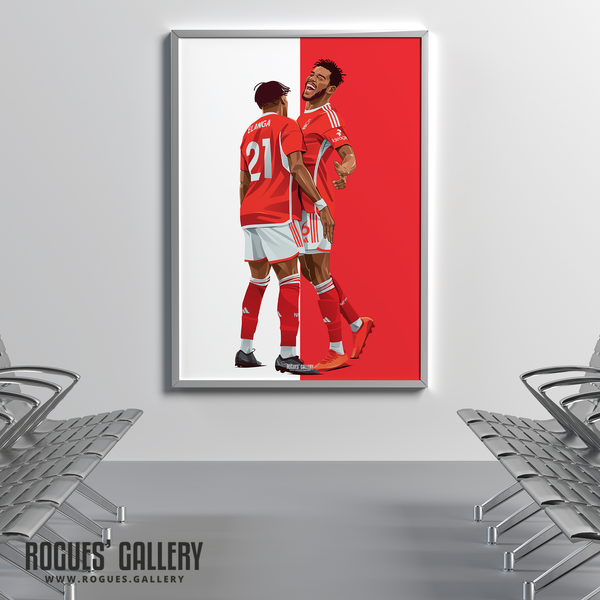 Ibrahim Sangare Anthony Elanga Nottingham Forest A0 print