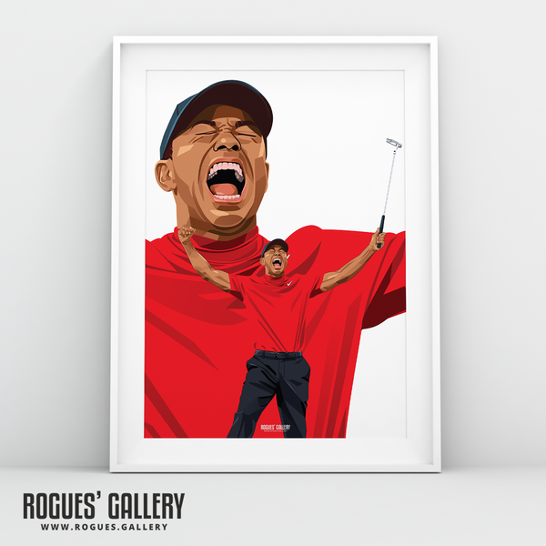 Tiger Woods golf Rhyder Cup A3 print celebration