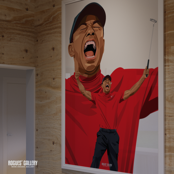 Tiger Woods golf signed Rhyder Cup memorabilia  poster celebration