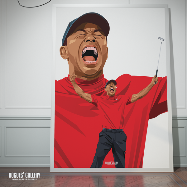 Tiger Woods golf Rhyder Cup A0 print celebration