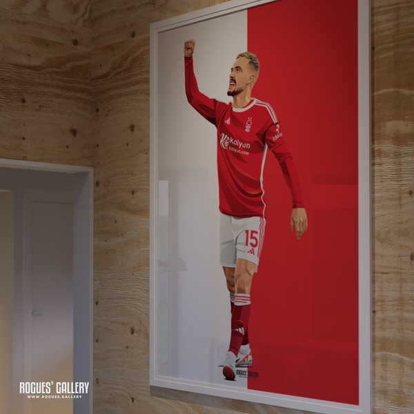 Harry Toffolo signed Nottingham Forest memorabilia  red white poster 