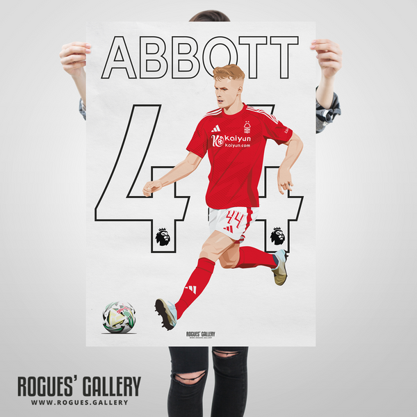 Zach Abbott Nottingham Forest centre half 44 signed poster