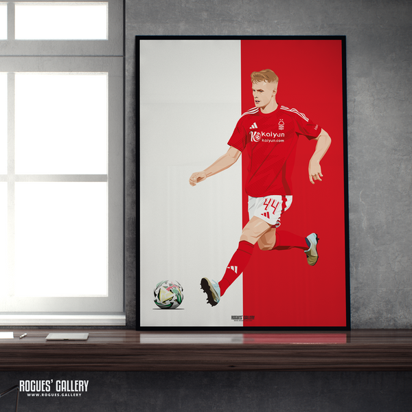 Zach Abbott - Nottingham Forest - A0, A1, A2 or A3 Red & White Prints