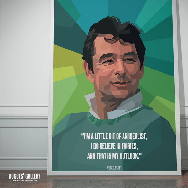 Brian Clough signed memorabilia poster Nottingham Forest believe in fairies quote