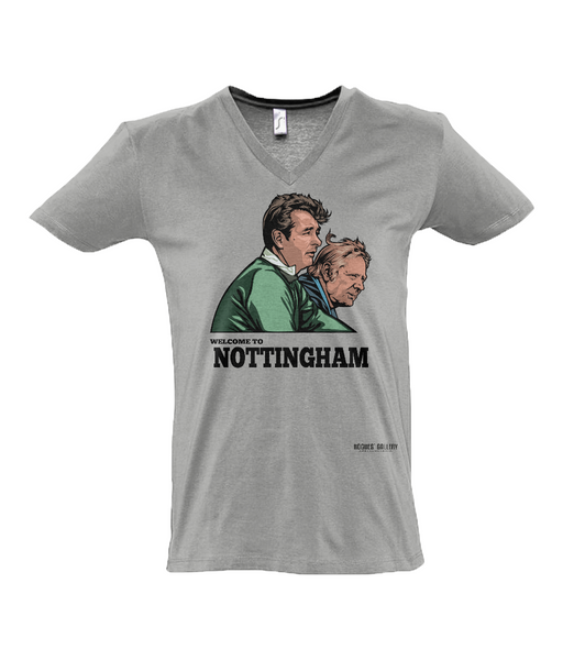 Clough & Taylor 'Welcome to Nottingham' V-Neck T-Shirt