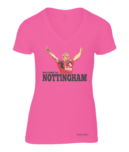 Psycho 'Welcome to Nottingham' Ladies V Neck T-Shirt