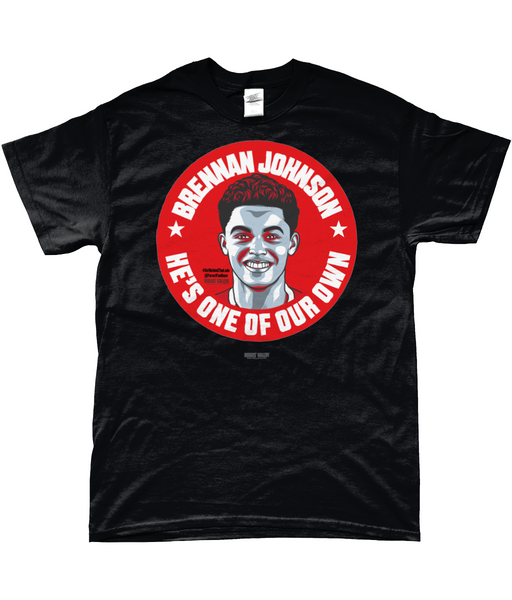 Brennan Johnson Nottingham Forest black T-shirt Get Behind the lads one of our own