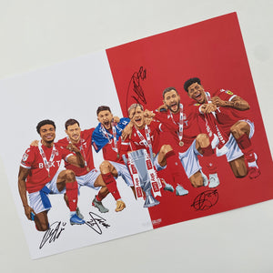 Nottingham Forest Wembley Worrall McKenna Mbe Soh Figueiredo Cook Panzo signed A3 print
