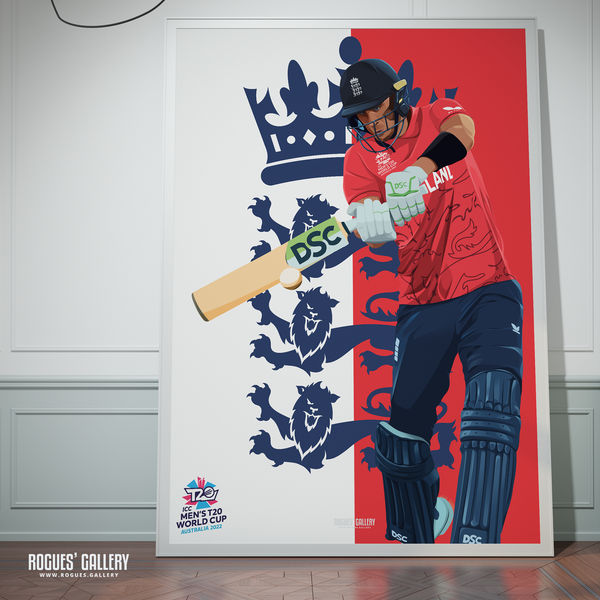 Alex Hales England signed poster Cricket T20 World Cup 2022 Winners 