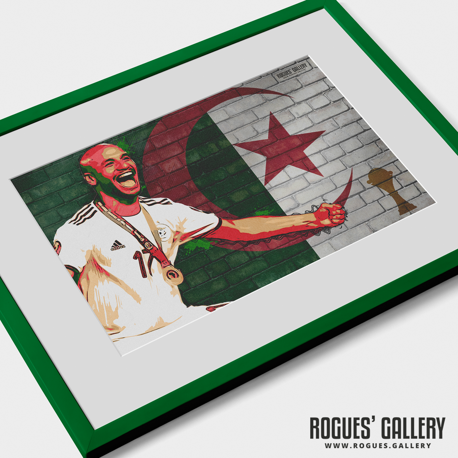 African Cup of Nations Adlene Guedioura Algerian midfielder A3 print winners 2019