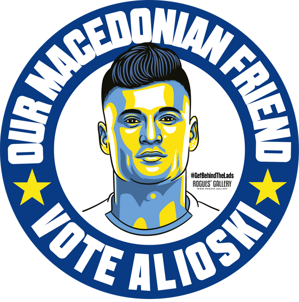 Ezgjan Gjanni Alioski Leeds United winger campaign stickers Vote #GetBehindTheLads