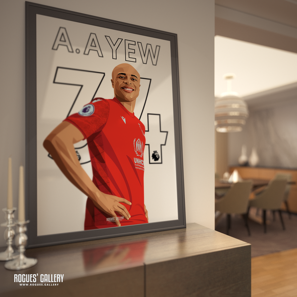 Andre Ayew Ghana signed poster Nottingham Forest memorabilia City Ground Name Number
