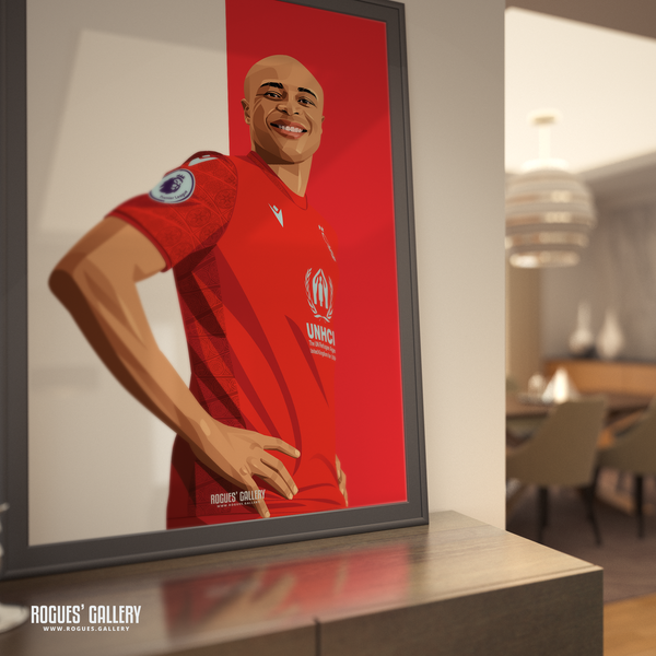 Andre Ayew Ghana poster Nottingham Forest City Ground Red white