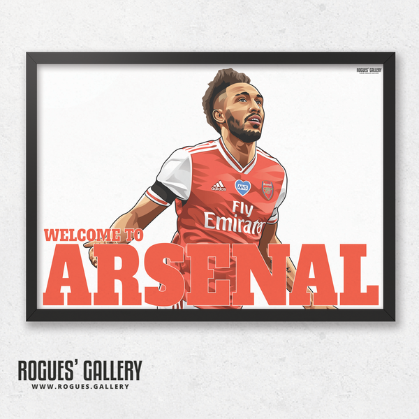 Pierre-Emerick Aubameyang Arsenal FC AFC Gunners striker French Emirates Welcome to Arsenal A3 Print