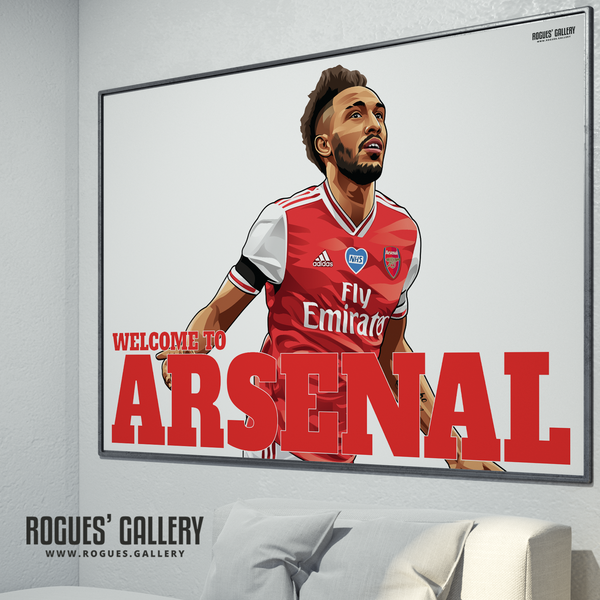 Pierre-Emerick Aubameyang Arsenal FC AFC Gunners striker French Emirates Welcome to Arsenal poster