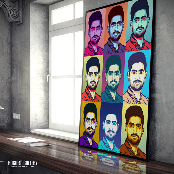 Baba Azam Pakistan Cricket captain batsman A1 pop art print