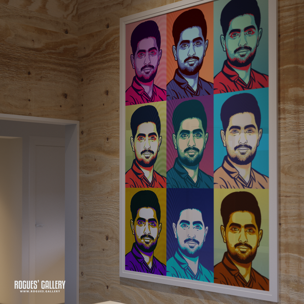 Baba Azam Pakistan Cricket captain batsman A0 pop art print