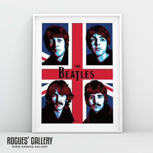 The Beatles modern art union jack John Lennon Paul McCartney George Harrison Ringo Starr A3 art print