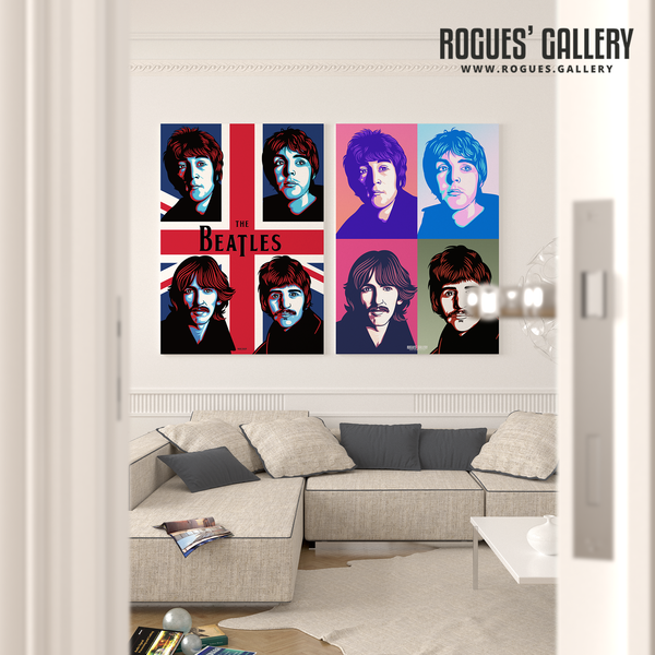 The Beatles modern art union jack John Lennon Paul McCartney George Harrison Ringo Starr posters pop art