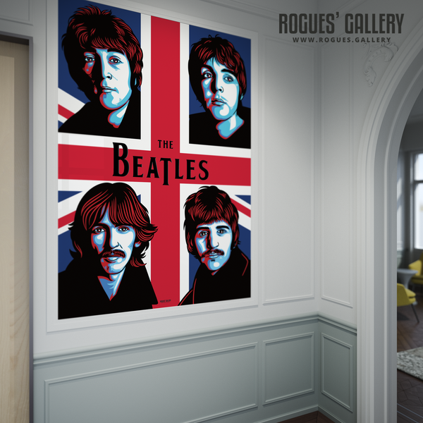 The Beatles modern art union jack John Lennon Paul McCartney George Harrison Ringo Starr design great perfect Penny Lane