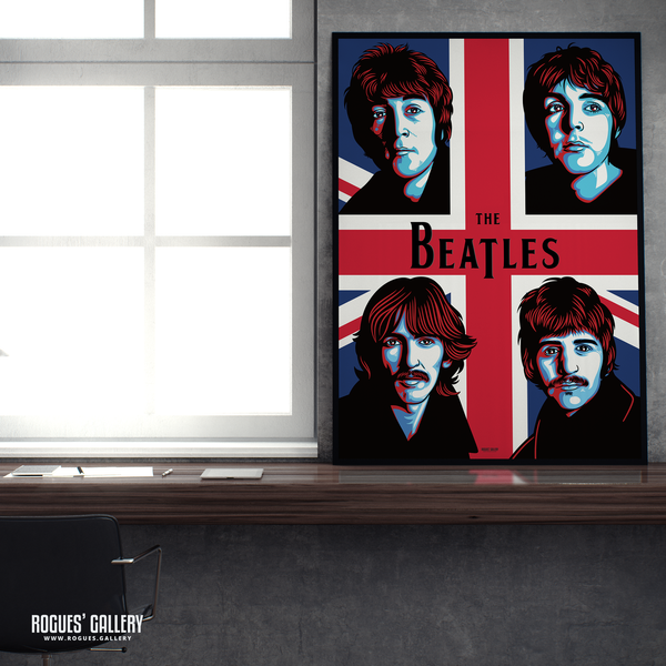 The Beatles modern art union jack John Lennon Paul McCartney George Harrison Ringo Starr A1 large poster