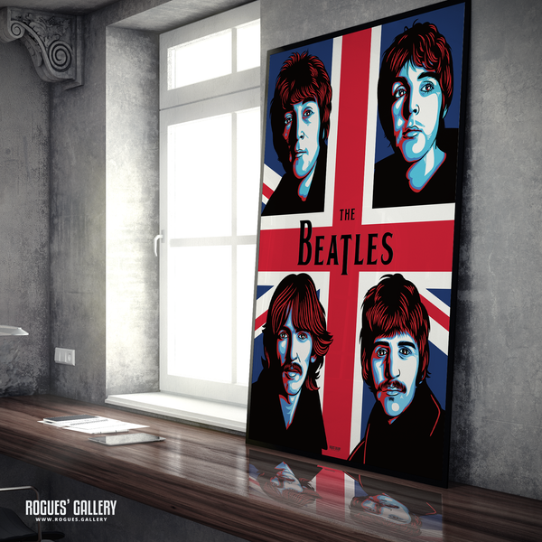The Beatles modern art union jack John Lennon Paul McCartney George Harrison Ringo Starr A0 massive poster